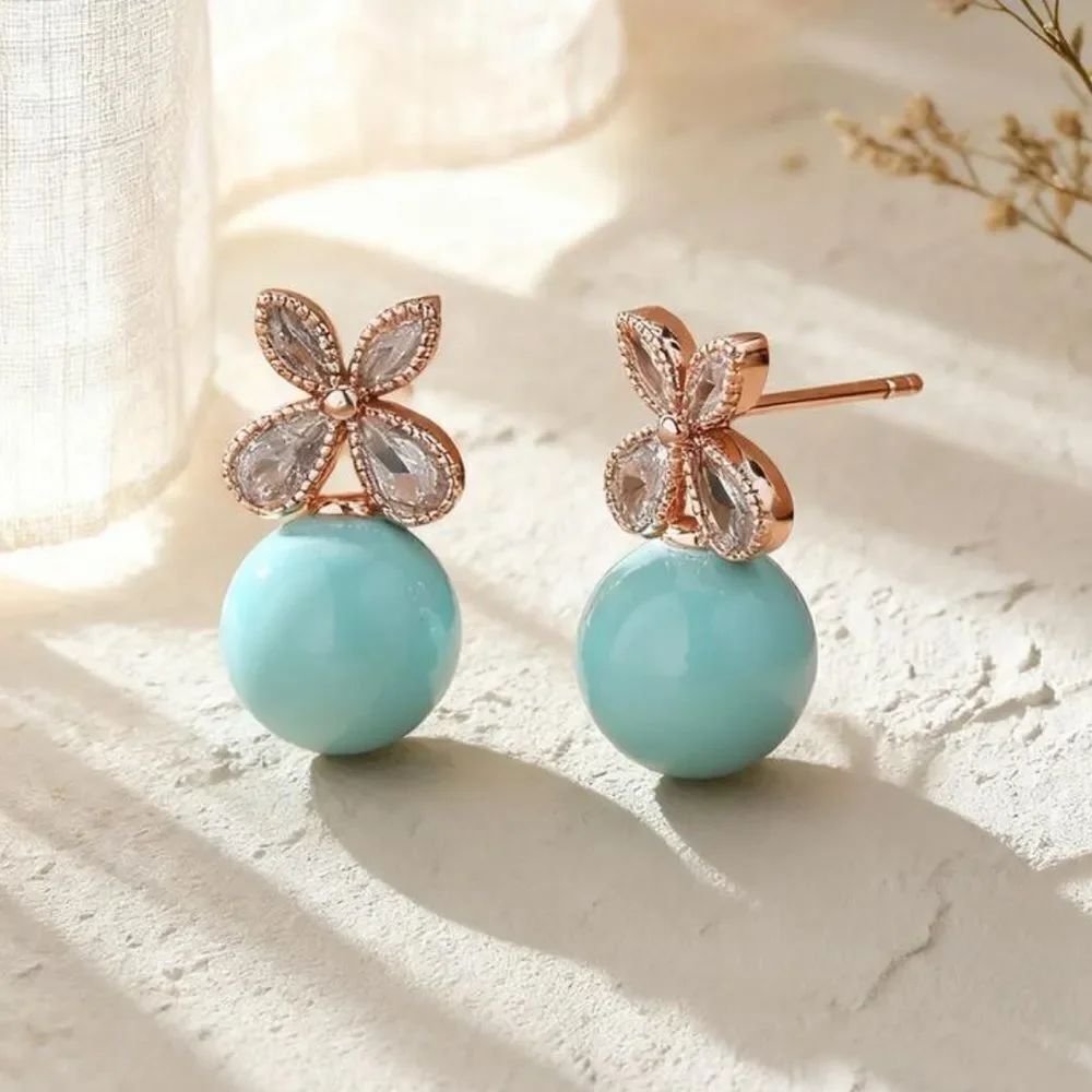 ElegantâGold blue EarringsâA1501
